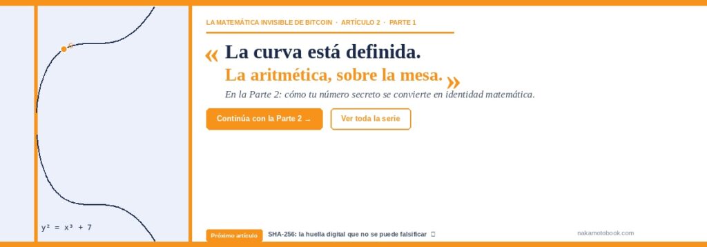 Cierre del artículo sobre la curva elíptica secp256k1: continúa en la Parte 2