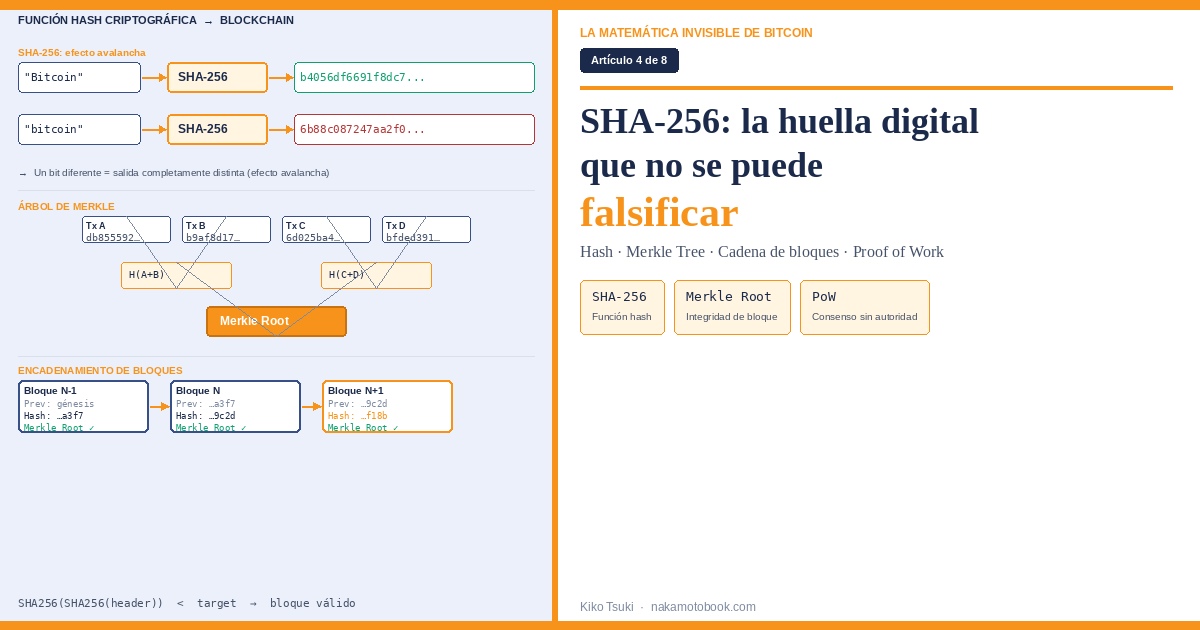 SHA-256, RIPEMD-160, árbol de Merkle y Proof of Work en Bitcoin