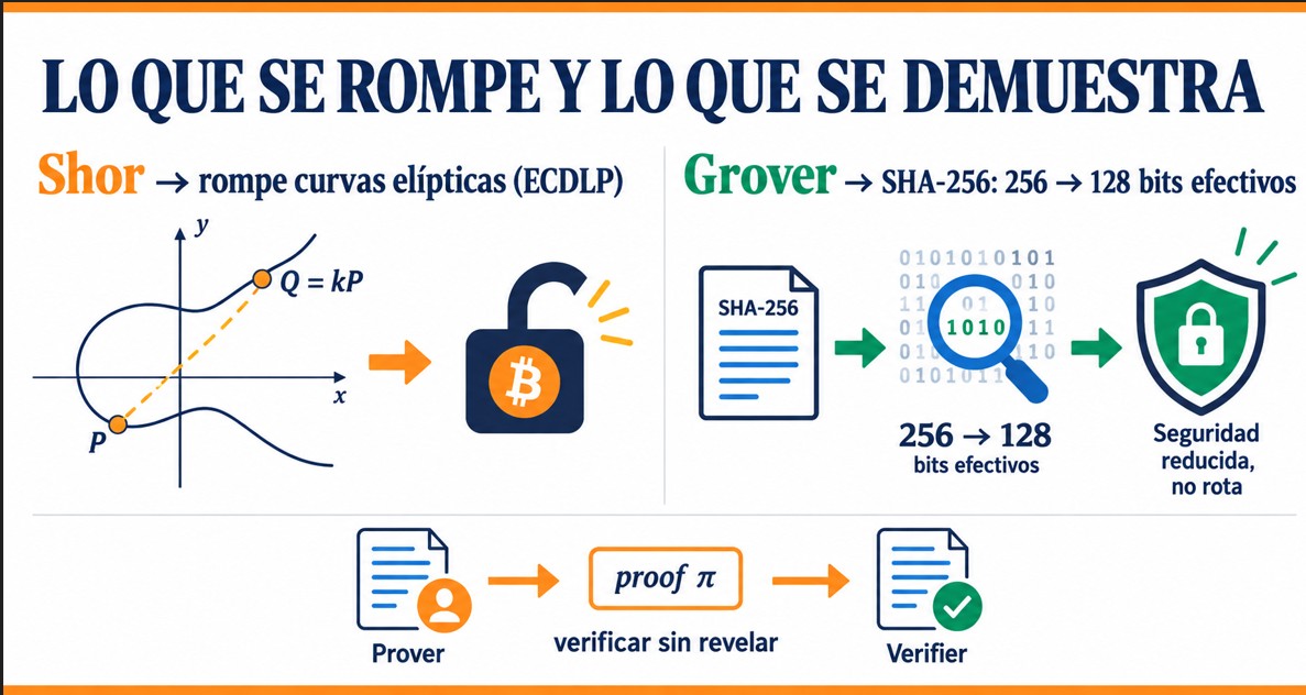 Computación cuántica y pruebas de conocimiento cero ante la criptografía de Bitcoin
